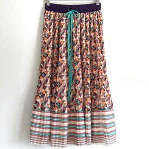 Boho maximalist Vintage colorful pleated skirt